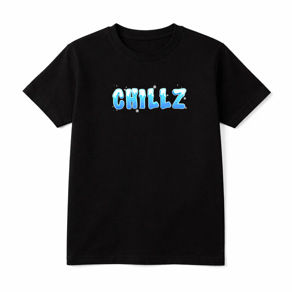 'CHILLZ' Snowcapped Icy Text T-Shirt - Youth and Adult sizes - 4 colours
