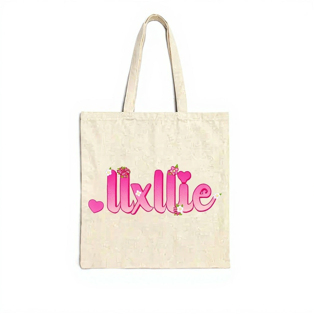 llxllie Flower Text Tote Bag