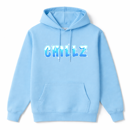 'CHILLZ' Snowcapped Icy Text Hoodie - Youth and Adult sizes - 4 colours