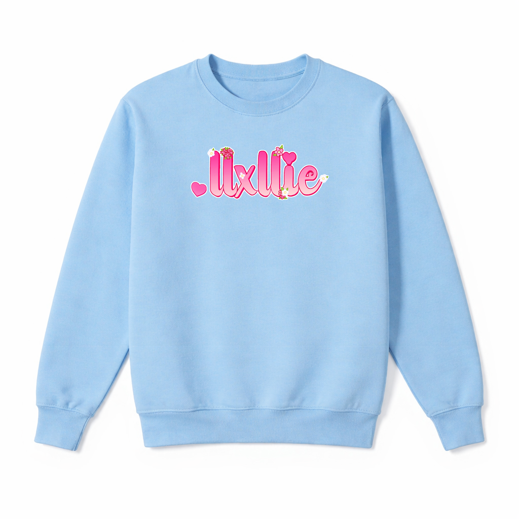 'llxllie' Flower Text Sweater - Youth and Adult sizes - 4 colours