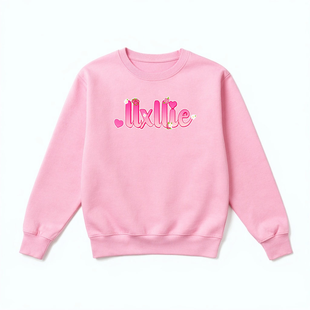 'llxllie' Flower Text Sweater - Youth and Adult sizes - 4 colours