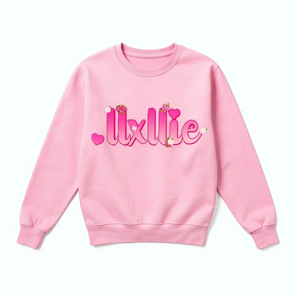 Kids Size - llxllie Flower Text Sweater