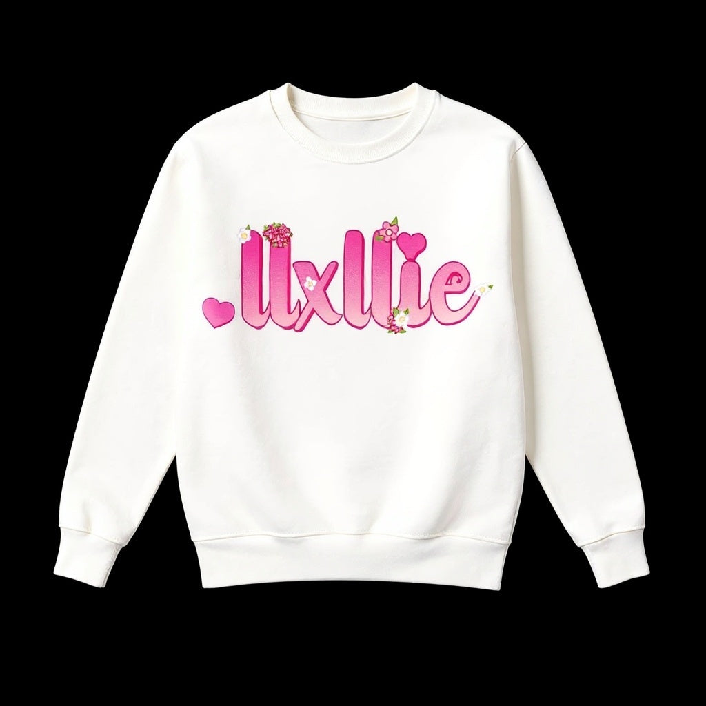 Kids Size - llxllie Flower Text Sweater